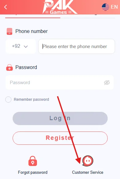 Click on customer service on login page